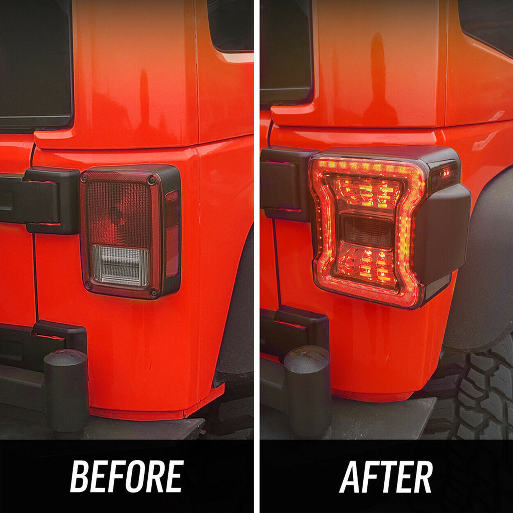 Tail lights for Jeep Wrangler JK JKU Rubicon Sahara Sport 2007-2018 Pair Smoked Lighting