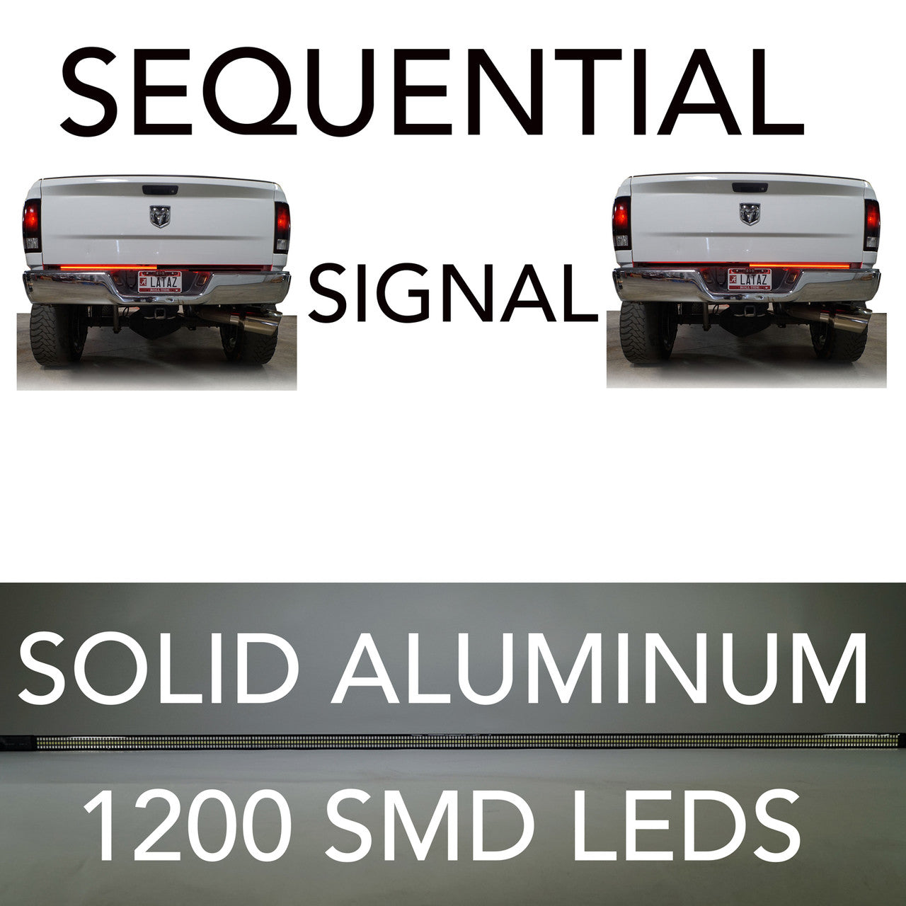 Tailgate Rigid LED Strip 60 inches Red White Sequential Amber Lighting