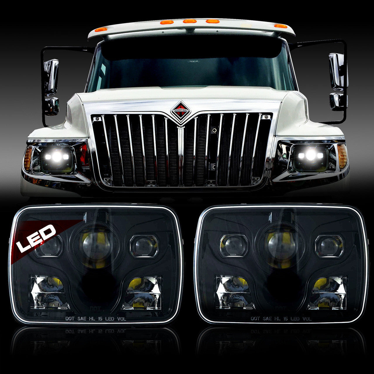 APOLLO LED Black Projector Headlights for XJ and YJ Lighting