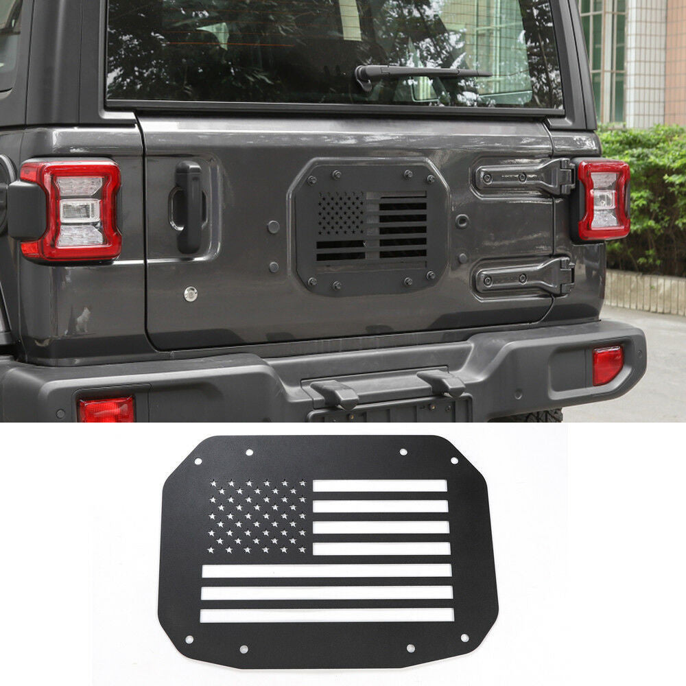 US Flag Aluminum Tailgate Exhaust Cover for Jeep Wrangler JL 2018-2023 Exterior Part
