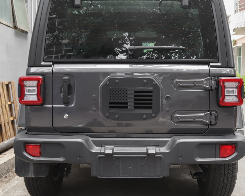 US Flag Aluminum Tailgate Exhaust Cover for Jeep Wrangler JL 2018-2023 Exterior Part