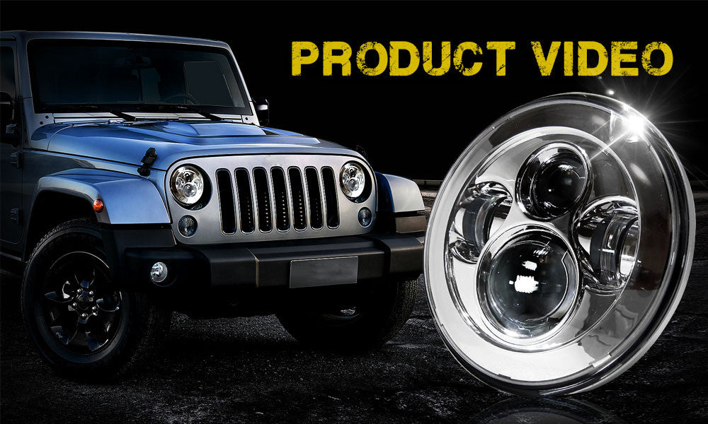 7 Inch Projector Chrome LED Headlights Set Lighting