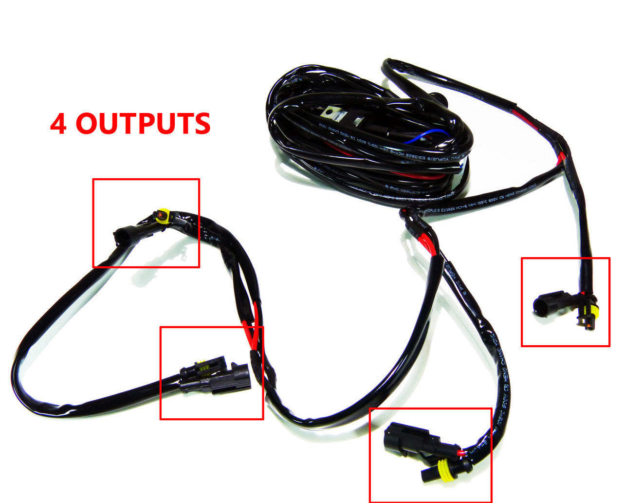 Wire Harness Relay Quad Output with Switch for LED Lighting Electrical