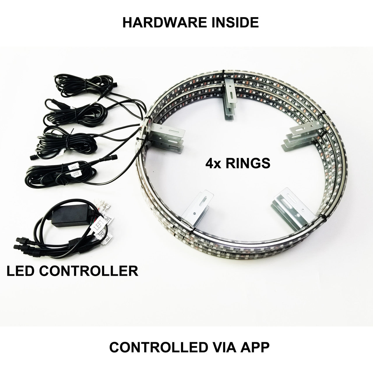 LED Wheel Lights Kit White with Turn Signal and 8 White Rock Lights Lighting