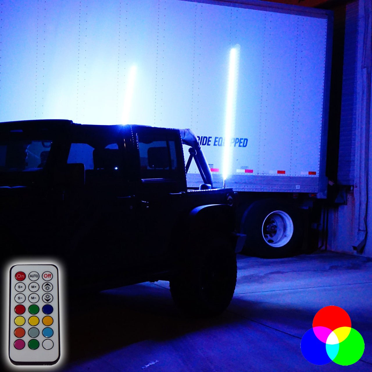 Dual LED Whip Kit Light Off Road Flag Wireless Color Changing - GENSSI Lighting