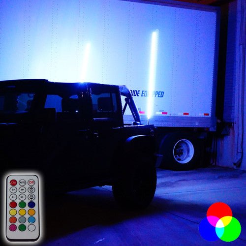 Dual LED Whip Kit Light Off Road Flag Wireless Color Changing - GENSSI Lighting