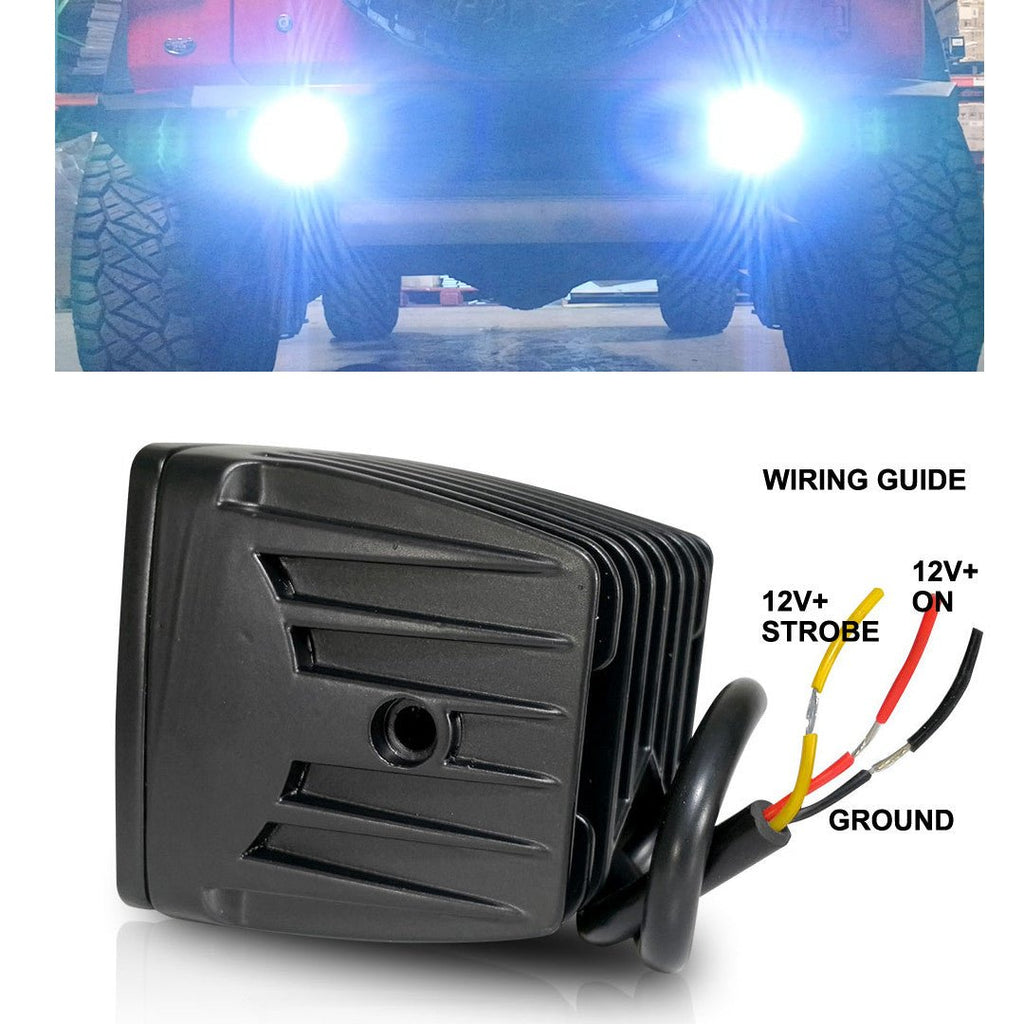 Four Row Cube Pod LED 3 Inches Auxiliary Lights Black (PAIR) - GENSSI Lighting