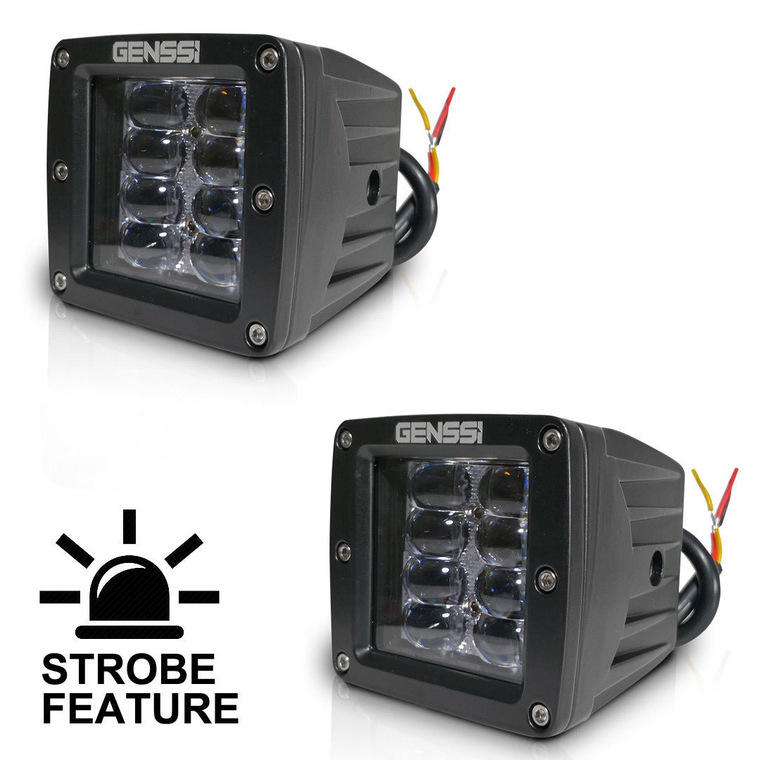 Four Row Cube Pod LED 3 Inches Auxiliary Lights Black (PAIR) - GENSSI Lighting
