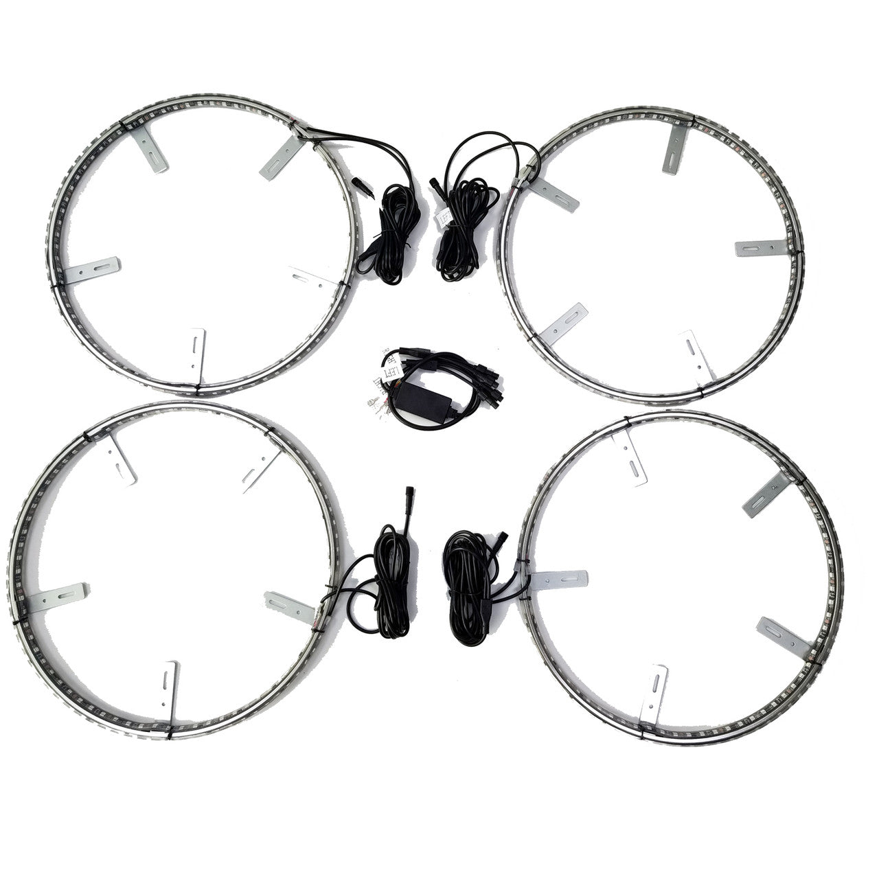 LED Wheel Lights Kit White with Turn Signal and 8 White Rock Lights Lighting