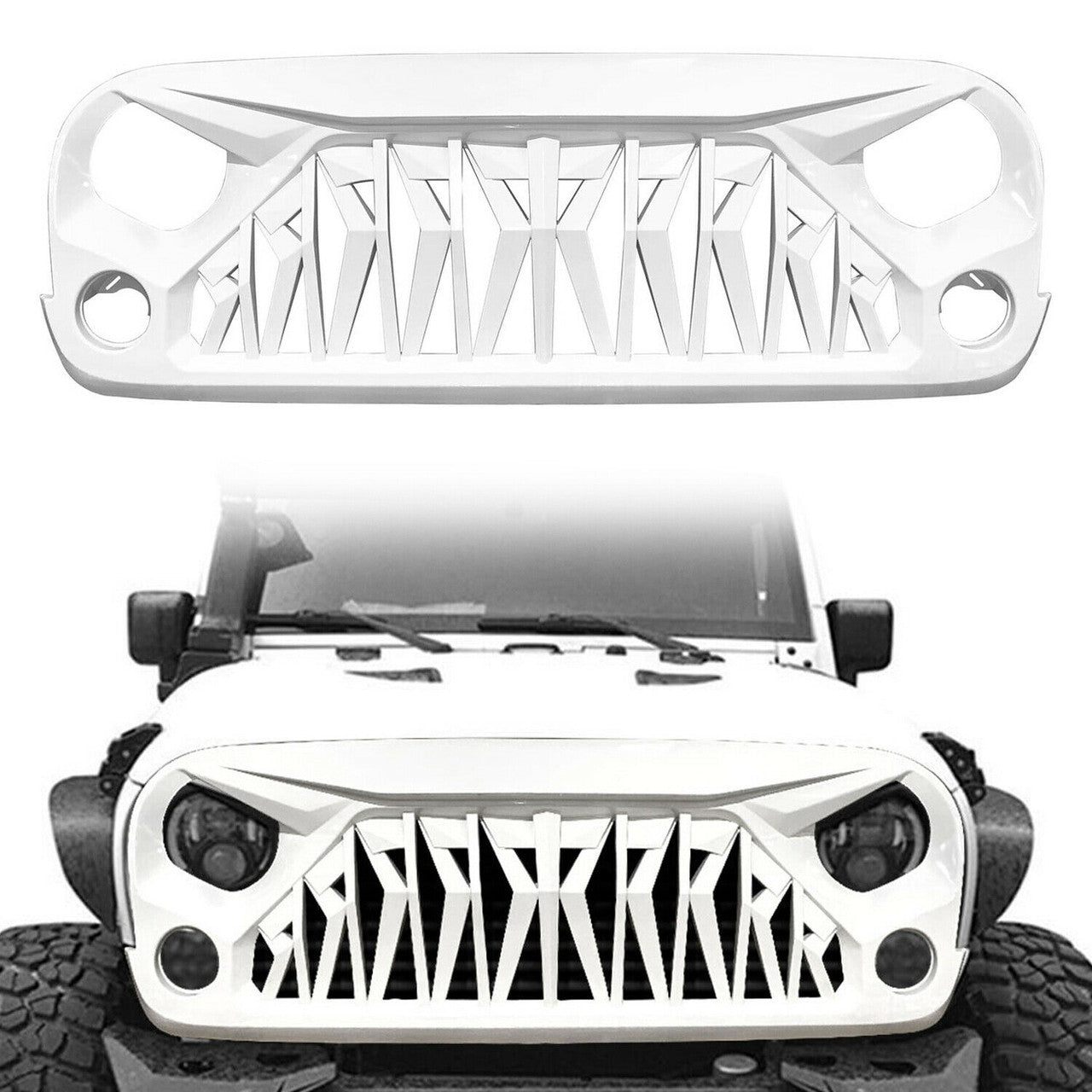 White Shark Grille For Wrangler JK 2007-2018 Unlimited Glossy Grille