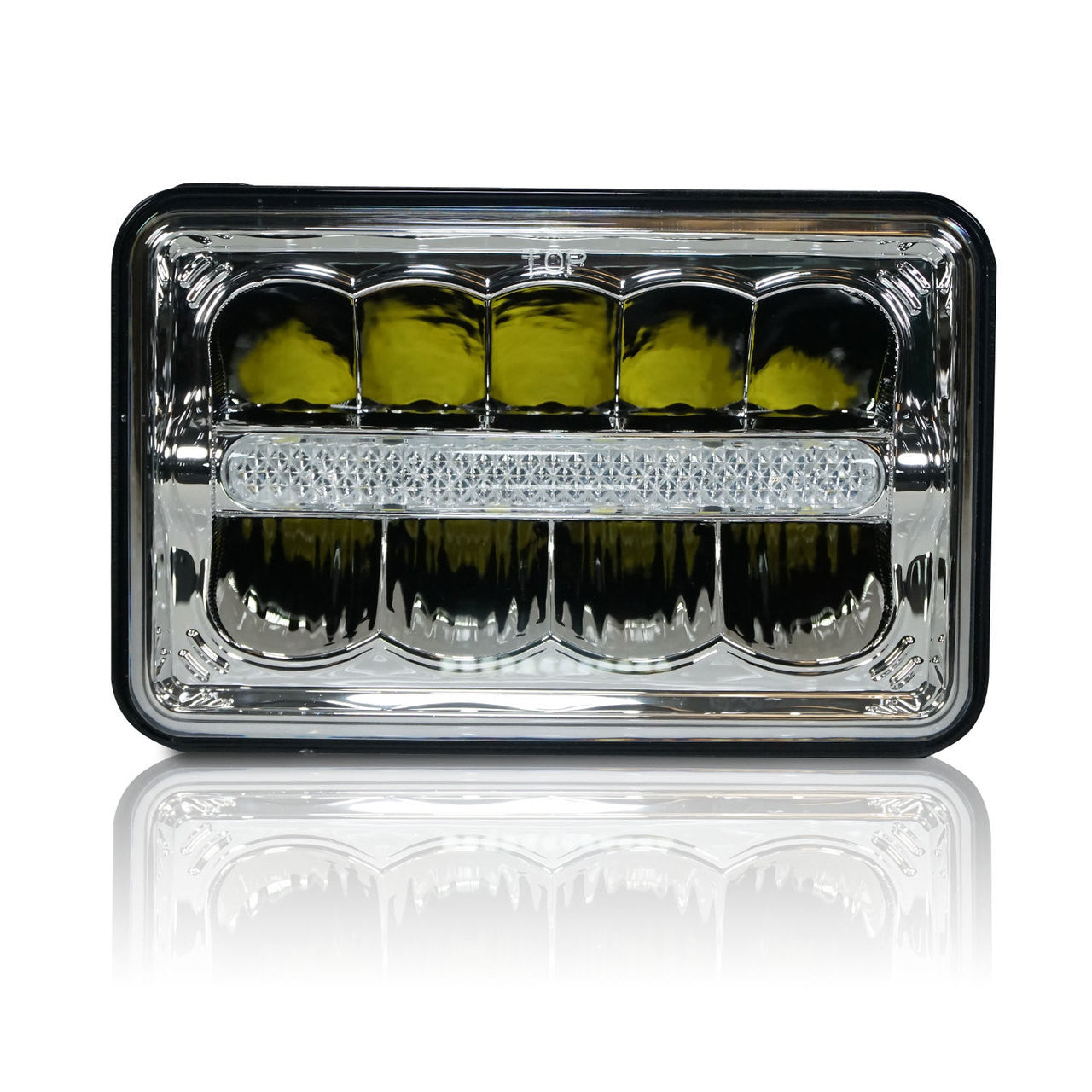 4x6 LED Reflector w/DRL Headlights Chrome Set Lighting