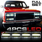 4x6 LED Reflector w/DRL Headlights Chrome Set - GENSSI Lighting