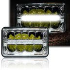 4x6 LED Reflector w/DRL Headlights Chrome Set - GENSSI Lighting