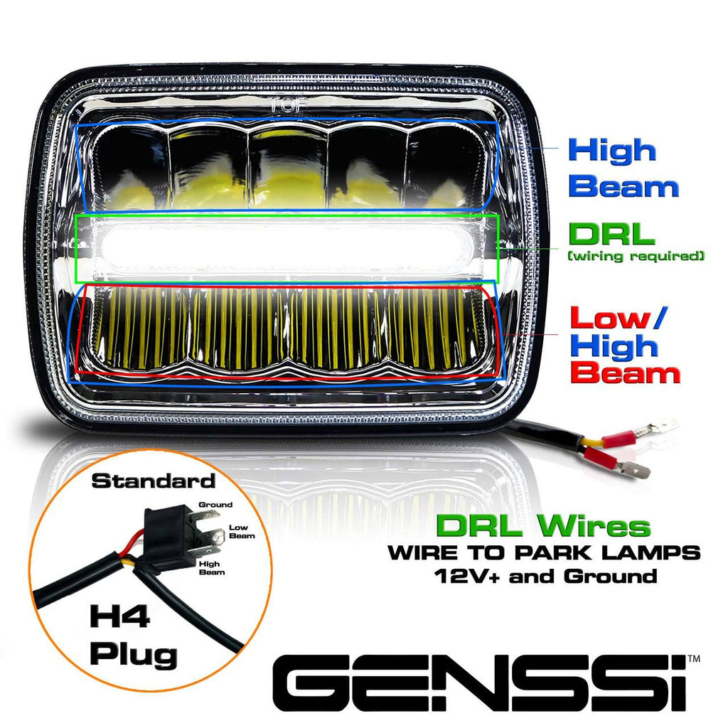XDR LED Chrome Headlights w/DRL for XJ and YJ Lighting