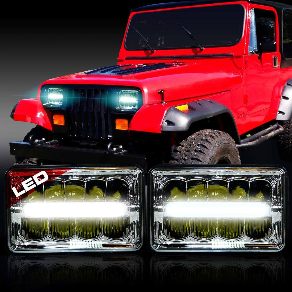 XDR LED Chrome Headlights w/DRL for XJ and YJ Lighting