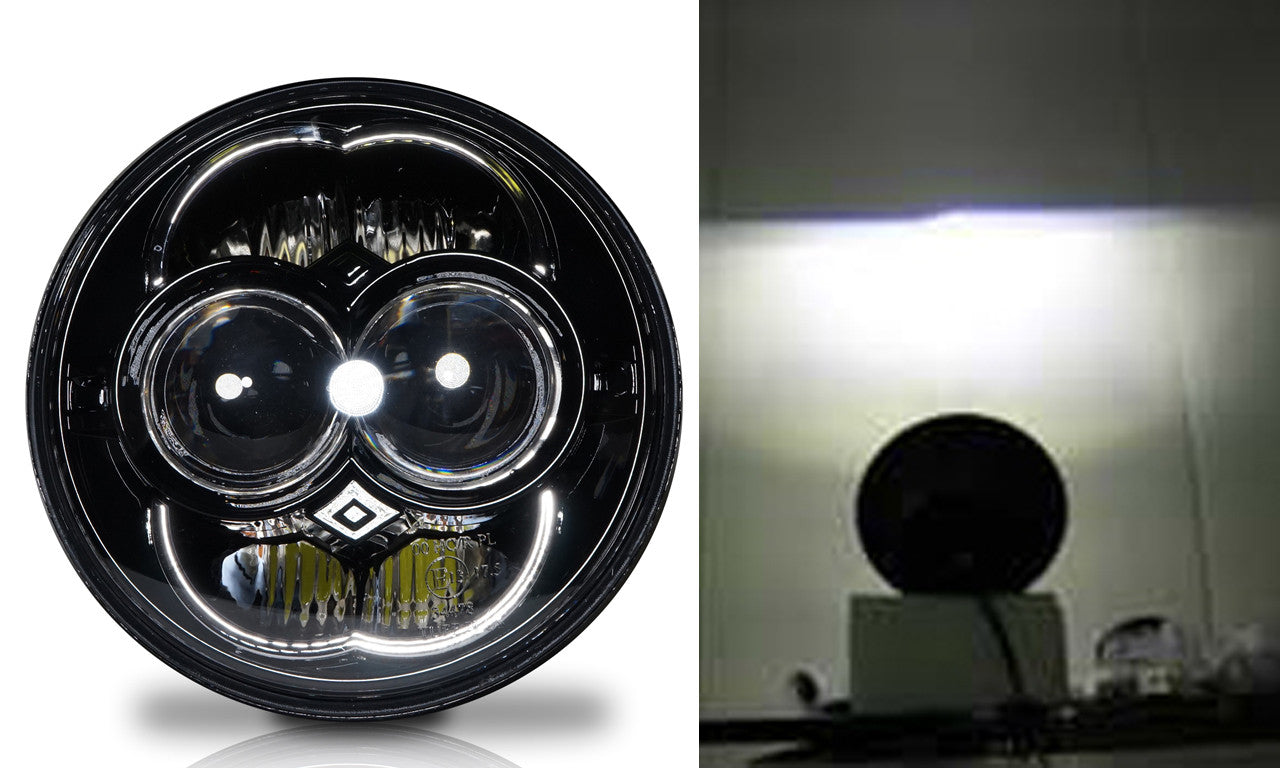 5.75 (5 3/4) Inch LED Black Projector Motorcycle Headlight Round DOT Lighting