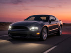 2013-2014 Ford Mustang with black HID projector LED DRL headlights installed
