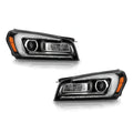 Black Halogen Projector Headlights Pair w/ LED Light Tube & Bulbs for GMC Acadia (2013-2016) & Acadia Limited (2017)