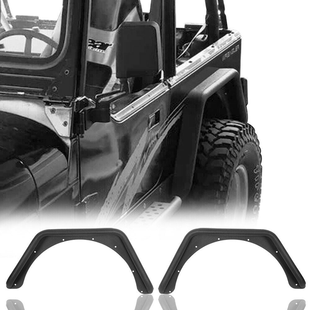 Steel Rear Fender Flares Tube Flat Powder Coated for 1987-1995 Jeep Wrangler YJ Exterior Part