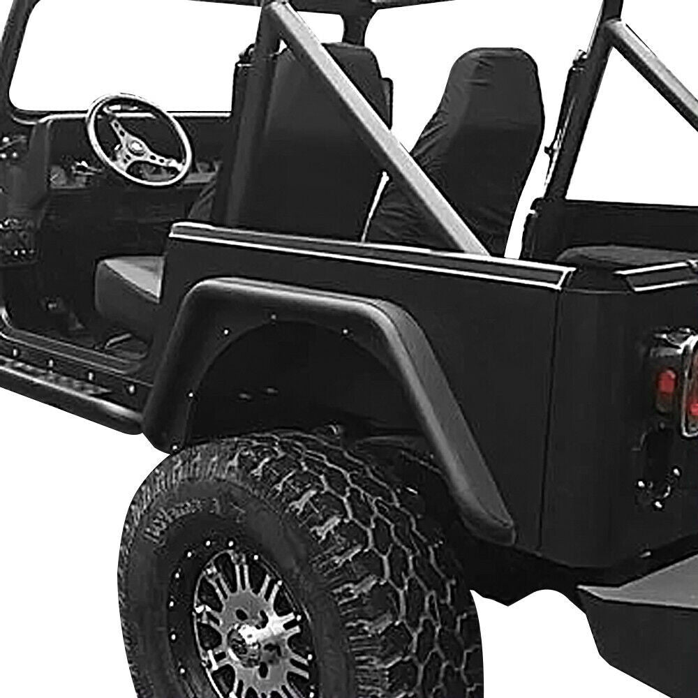 Steel Rear Fender Flares Tube Flat Powder Coated for 1987-1995 Jeep Wrangler YJ Exterior Part
