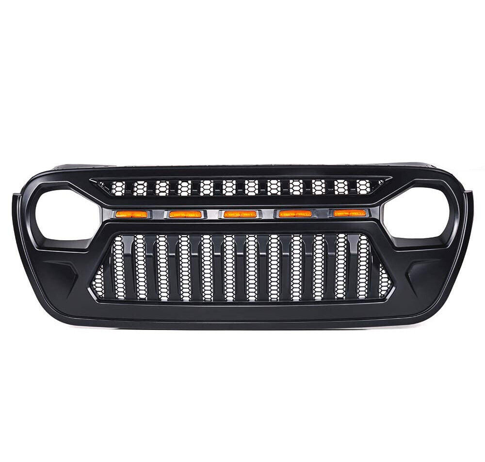 LED Amber Eyes Grille for 2018-2023 Jeep Wrangler JL LU Gladiator JT Grille