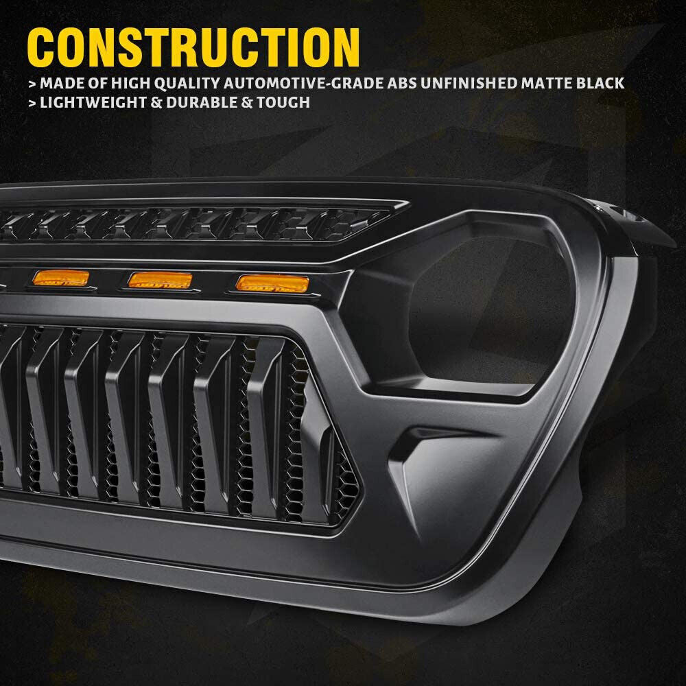 LED Amber Eyes Grille for 2018-2023 Jeep Wrangler JL LU Gladiator JT Grille