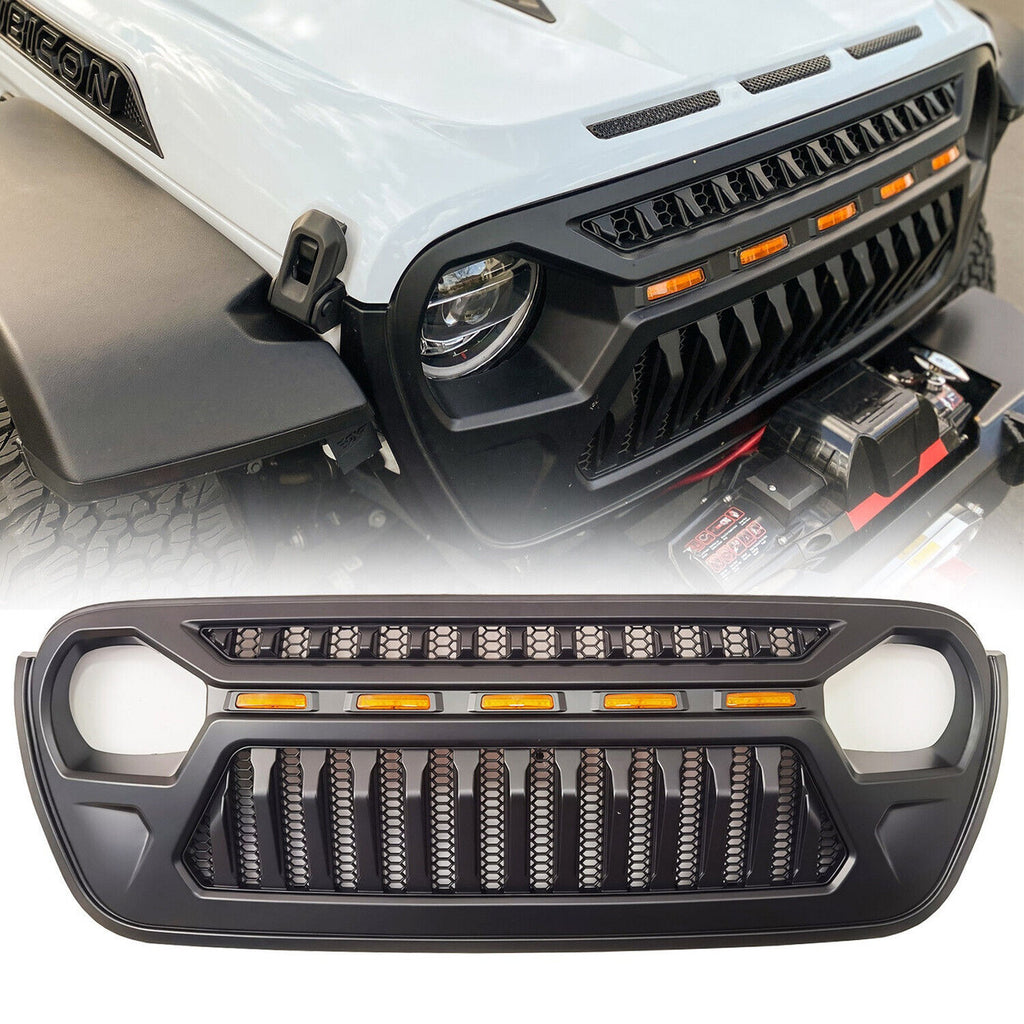 LED Amber Eyes Grille for 2018-2023 Jeep Wrangler JL LU Gladiator JT Grille