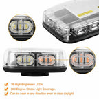 White Amber 36 LED Emergency Strobe Light Flash Beacon Lamp - GENSSI Lighting