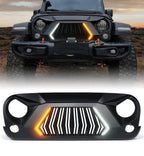 Black Guardian Grille LED Lights For 2007 - 2018 Jeep Wrangler JK JKU - GENSSI Grille
