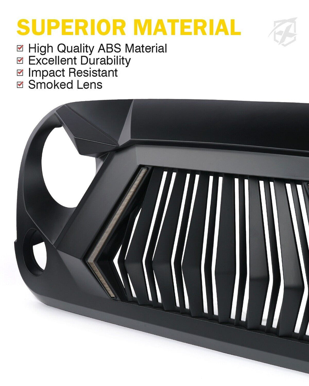 Black Guardian Grille LED Lights For 2007-2018 Jeep Wrangler JK JKU Grille