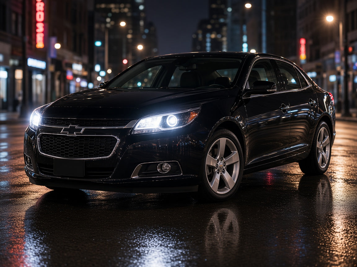 2013-2015 Chevrolet Malibu with black HID projector headlights installed