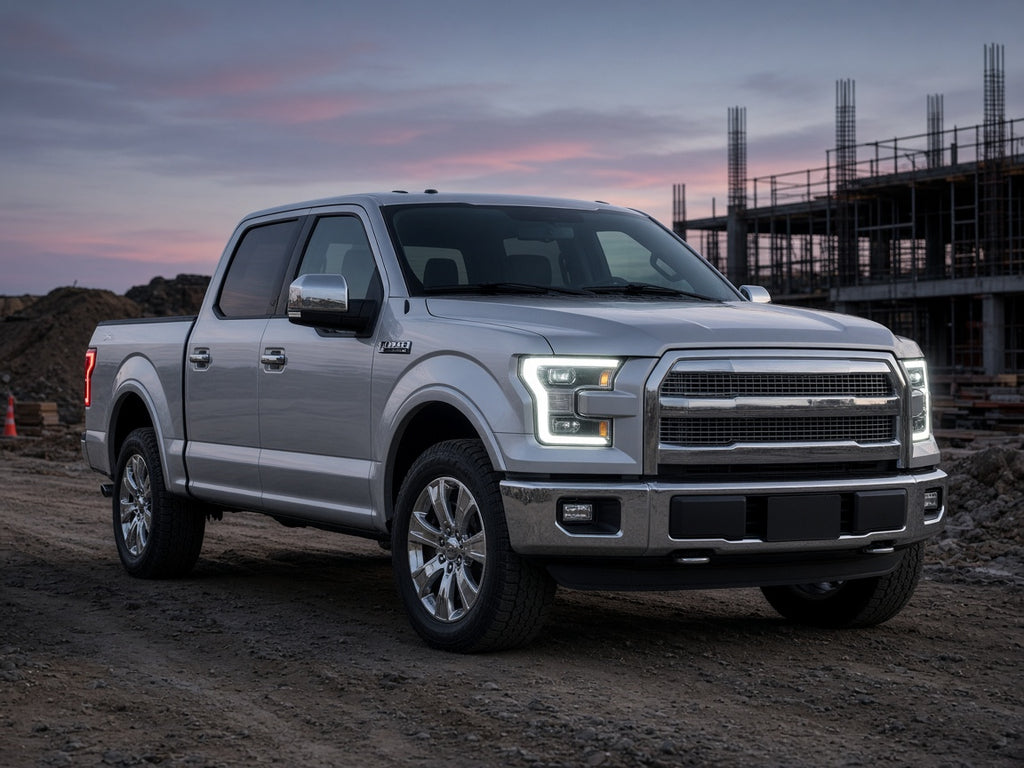 2015-2017 Ford F-150 with chrome full LED headlights installed