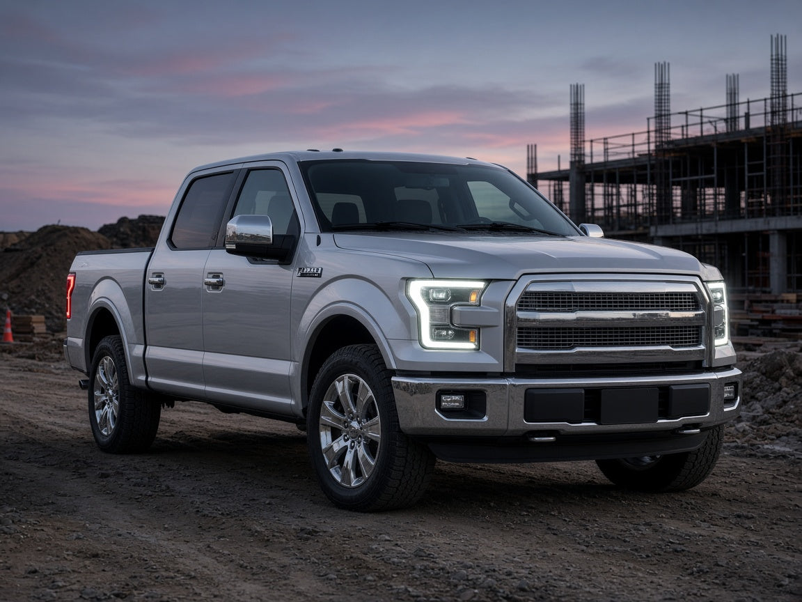 2015-2017 Ford F-150 with chrome full LED headlights installed