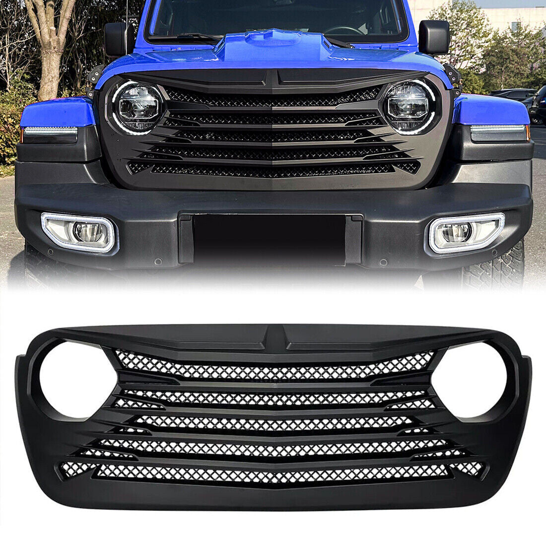 Shield Mesh Matte Black Grille for Jeep Wrangler JL JT 2018-2022 Grille