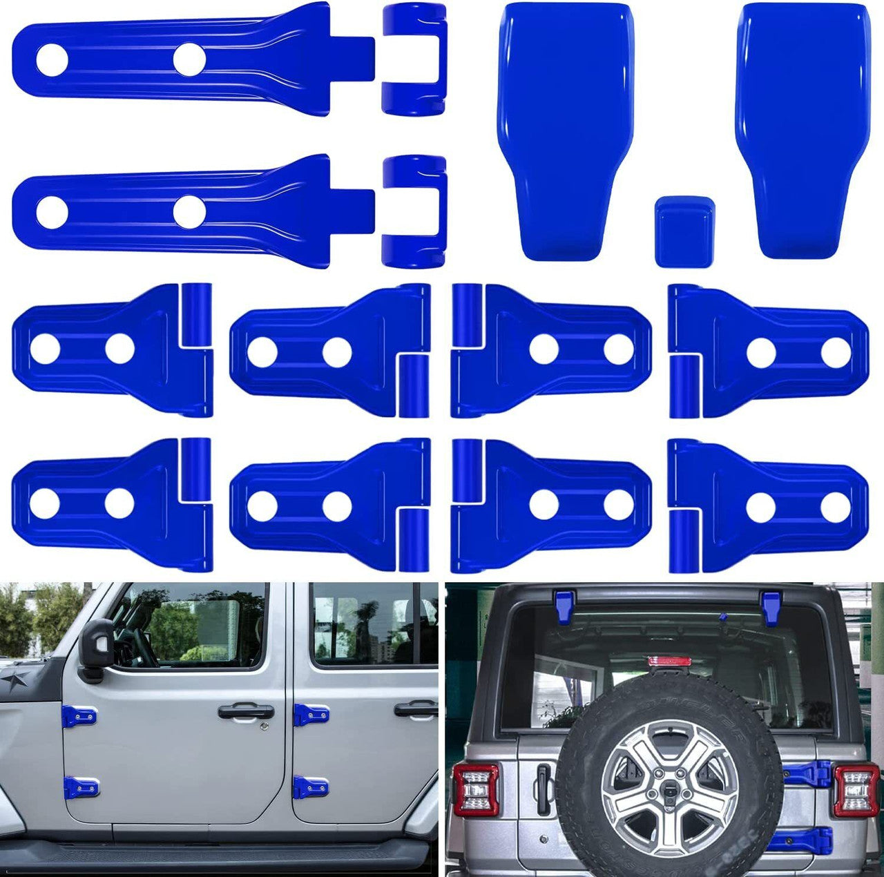 Blue Exterior Door Hinge Cover Trims Set for 2018-2023 Jeep Wrangler JL JLU Exterior Part