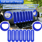 Front Grill Mesh Insert+Headlight Trim Cover for Jeep Wrangler JK JKU 2017 - 2018 - GENSSI Lighting