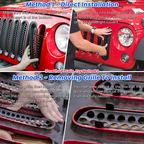 Front Grill Mesh Insert+Headlight Trim Cover for Jeep Wrangler JK JKU 2017 - 2018 - GENSSI Lighting