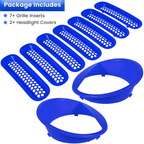 Front Grill Mesh Insert+Headlight Trim Cover for Jeep Wrangler JK JKU 2017 - 2018 - GENSSI Lighting