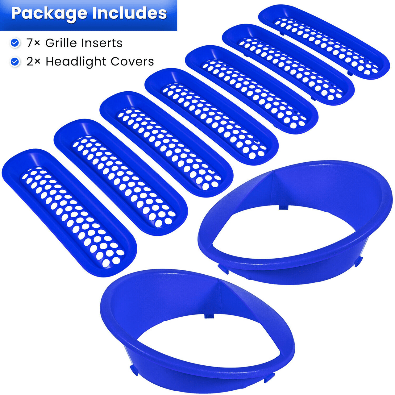 Front Grill Mesh Insert+Headlight Trim Cover for Jeep Wrangler JK JKU 2017 - 2018 - GENSSI Lighting