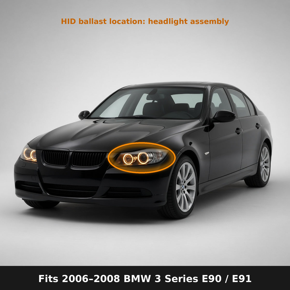 Fits 2006-2008 BMW 3 Series E90 / E91, ballast location in headlight