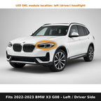 Fits 2022-2023 BMW X3 G08, left driver side DRL module location in headlight