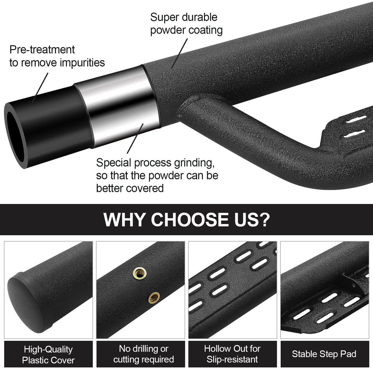 BOC Side Steps for 2018-2024 Jeep Wrangler 4 Door JL Exterior Part