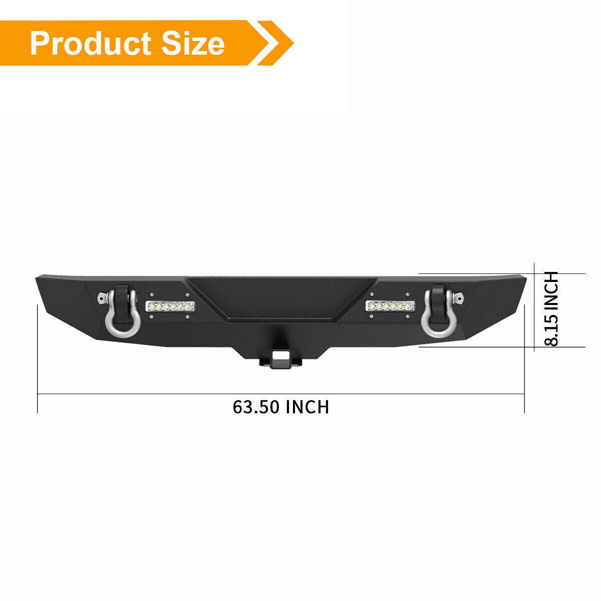 Rear Bumper with 2" Receivers and LED Lights for 2007-2018 Jeep Wrangler JK JKU Bumper