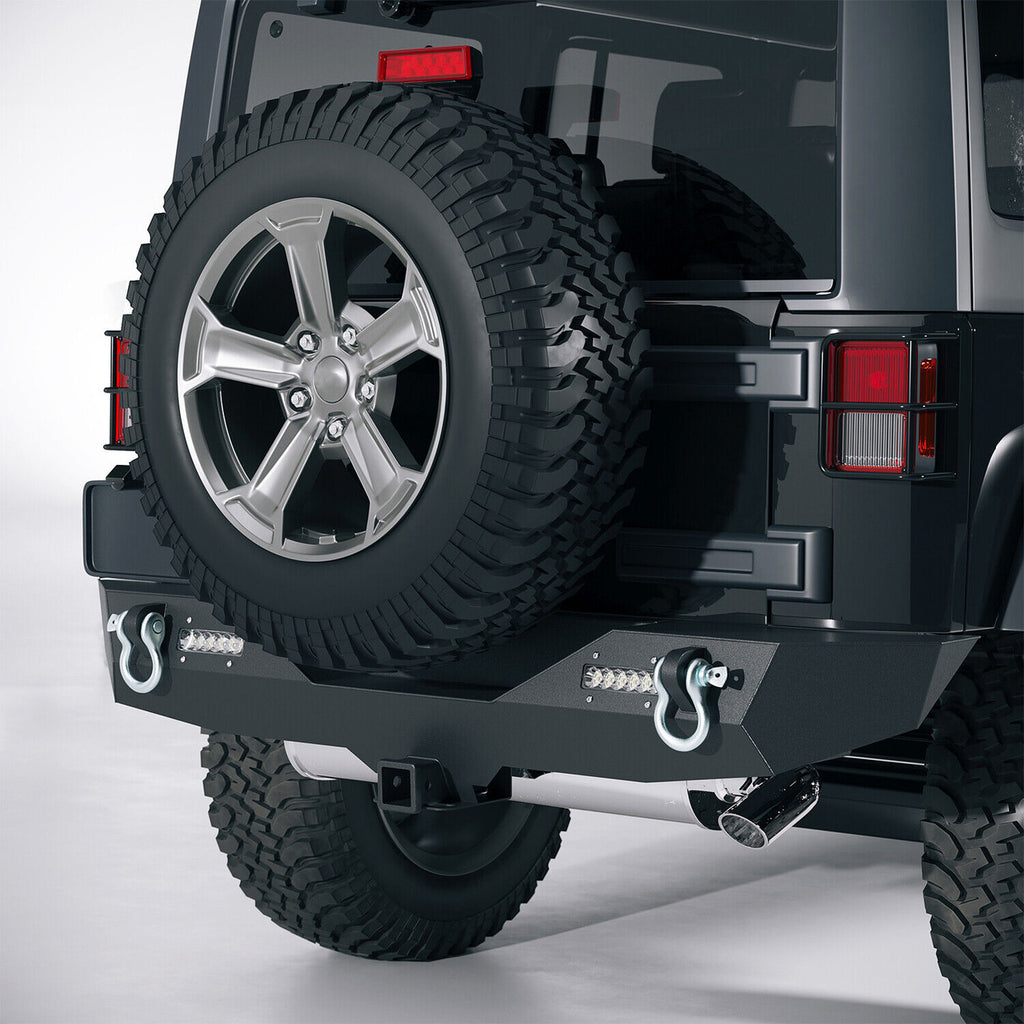 Rear Bumper with 2" Receivers and LED Lights for 2007-2018 Jeep Wrangler JK JKU Bumper