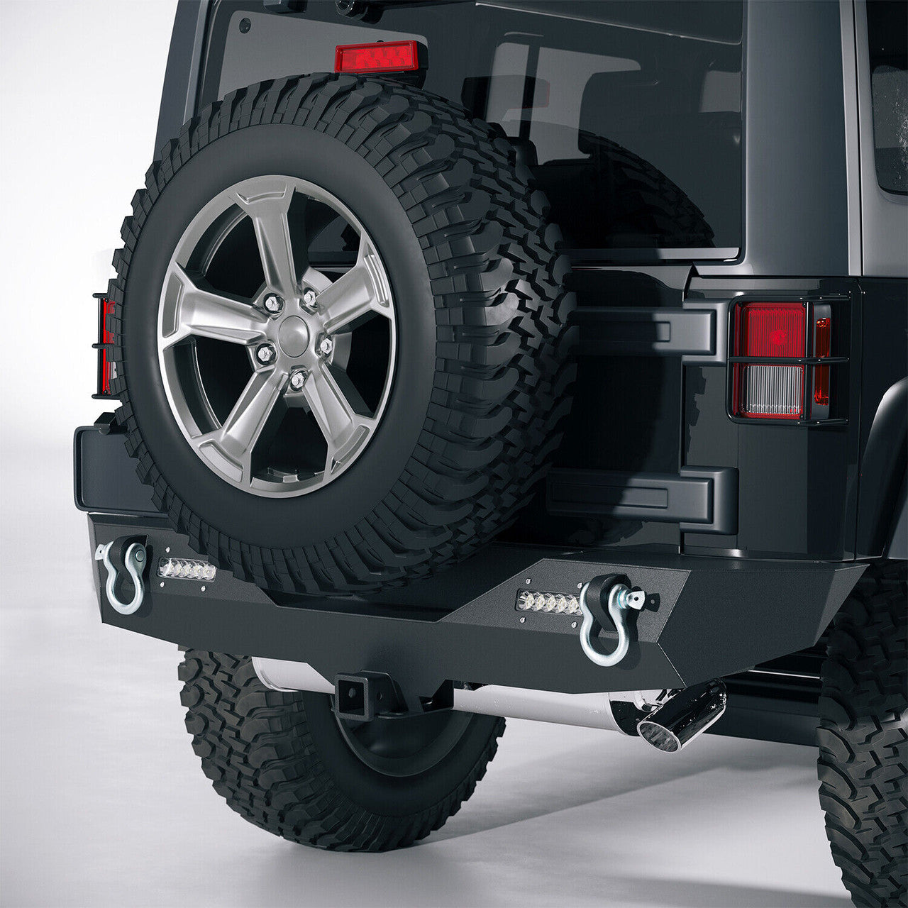 Rear Bumper with 2" Receivers and LED Lights for 2007-2018 Jeep Wrangler JK JKU Bumper