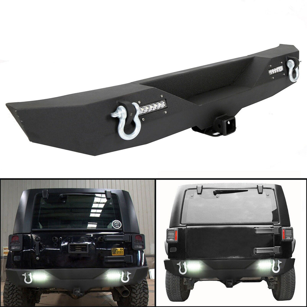Rear Bumper with 2" Receivers and LED Lights for 2007-2018 Jeep Wrangler JK JKU Bumper