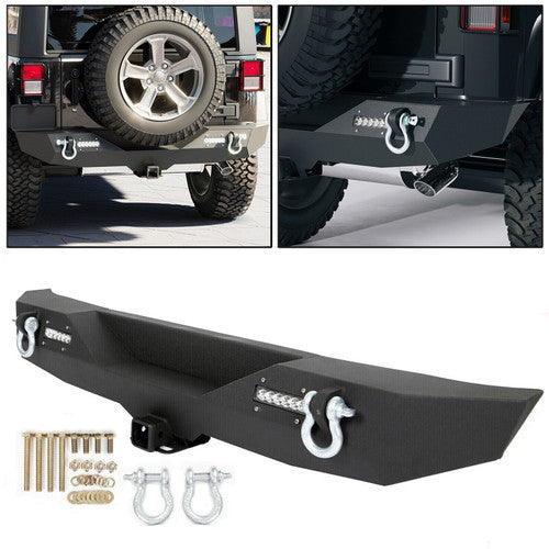 Rear Bumper with 2" Receivers and LED Lights for 2007-2018 Jeep Wrangler JK JKU Default Title Bumper