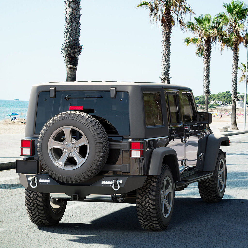 Rear Bumper with 2" Receivers and LED Lights for 2007-2018 Jeep Wrangler JK JKU Bumper