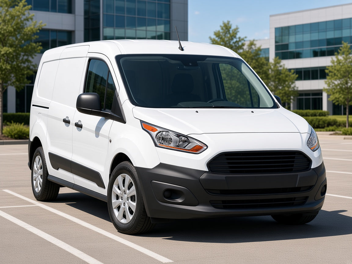 2014-2018 Ford Transit Connect with chrome halogen headlights installed