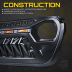 Grille with 5 LED Amber Running Lights for 2018 - 2023 Jeep Wrangler JL JLU Gladiator JT - GENSSI Grille